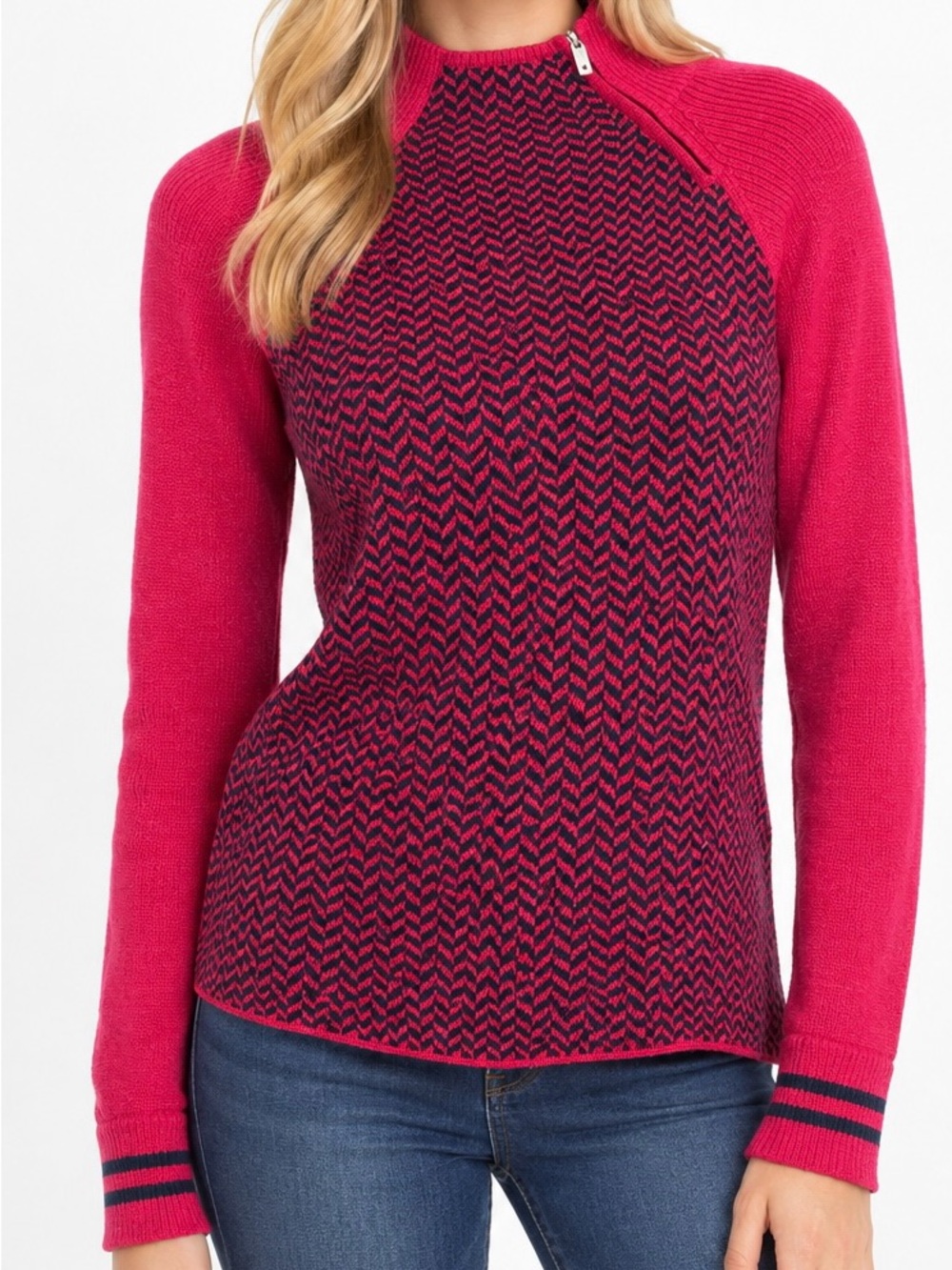 Smartwool Dacono Funnel Neck Potion Pink Merino Blend Sweater M Sporty Prep